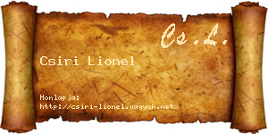Csiri Lionel névjegykártya